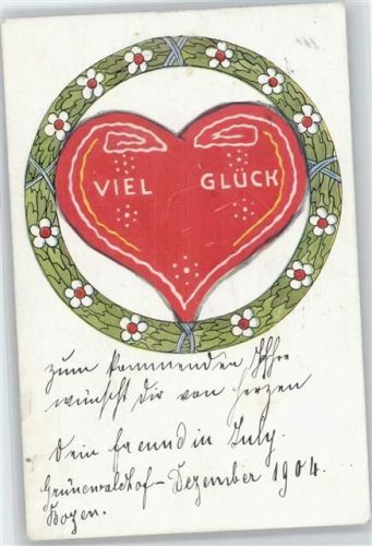 Herz mit Viel Glück Lebkuchen 1904 Prägedruck