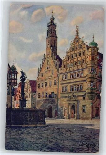 W8803 Rothenburg ob der Tauber Rathaus und Herterichbrunnen - Bodenseeverlag Nr. 831 AK Marschall, V.