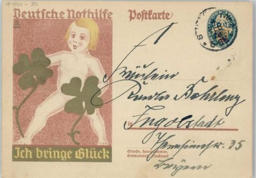 Deutsche Nothilfe 1920 Kind mit Glückklee