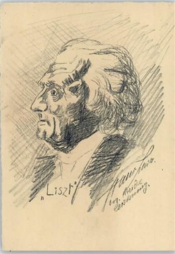 1930 Franz Liszt - Original Kreidezeichnung - keine AK