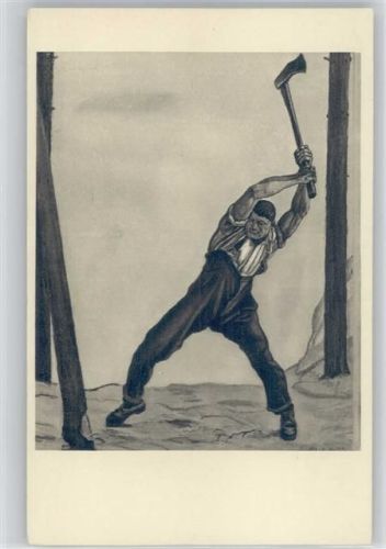 Der Holzfäller - Berufe Hodler, F. Künstlerkarte
