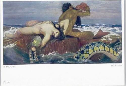 Die Nereide - Neptun Wassernixe Wasserschlange Fabelwesen Böcklin, A. Künstlerkarte