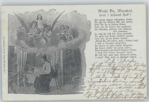 Serie Nr. 1 - Weißt du Mutter was i träumt hab - schwer krankes Kind - Gedicht Engel Tod 1899