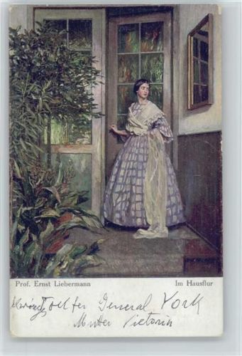 Im Hausflur - sign Ernst Liebermann - Glamour Frau