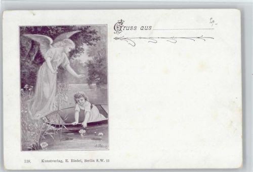 Kind in einem Boot greift nach einer Seerose ca 1900 AK