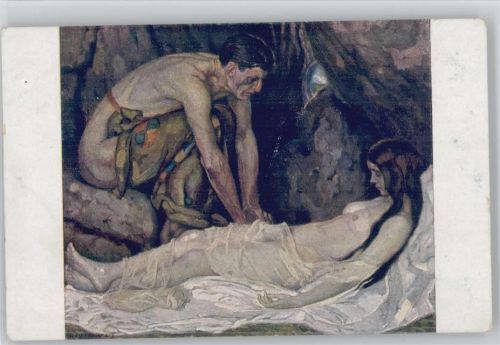 Ernst Liebermann "Verlorenes Glück" Trauer Tod Erotik - halbnackte Frau