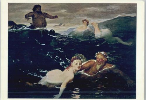 Spiel der Wellen - Wassernixen Neptun Böcklin, A. Künstlerkarte