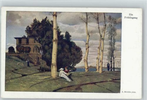 color AK Ein Frühlingstag Böcklin, A. Künstlerkarte