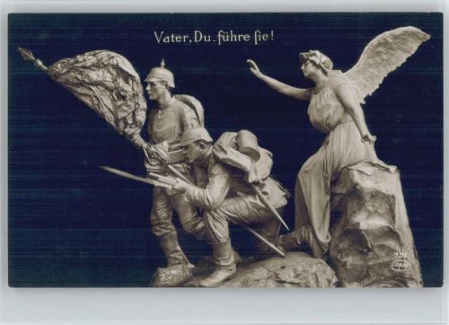mit Fahne - Vater- Du führe sie - WK I - Schutzengel - Skulptur Christliche Propaganda