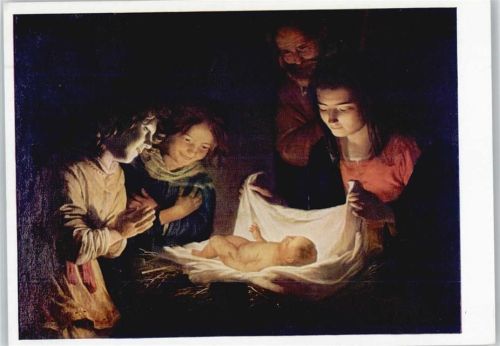 Anbetung des Kindes - Gemälde von Honthorst