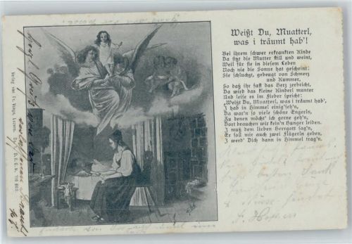 Serie Nr. 1 Weißt du, Muatterl was i träumt hab - krankes Kind möchte zu den Engeln - Gedicht Tod 1900