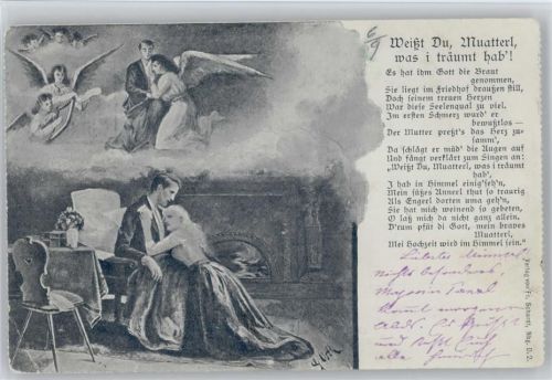 Serie Nr. 2 - Weißt du Muatterl was i träumt hab - Engel Gedicht : Es hat ihm Gott die Braut genommen Tod