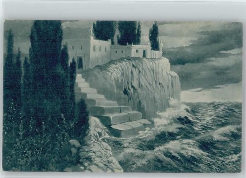 Tempel auf einer Insel mit einer Treppe Böcklin, A. Künstlerkarte