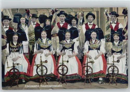 1916 Elsass Bauern Spinnstube