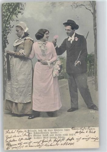 1903 Serie Nr. 686 - Mutter mit Strickzeug, Tochter nimmt Abschied von ihrem Liebsten