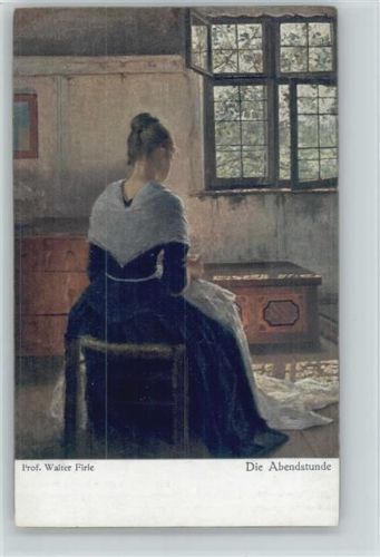 Frau sitzt am offenen Fenster - sign Walter Firle