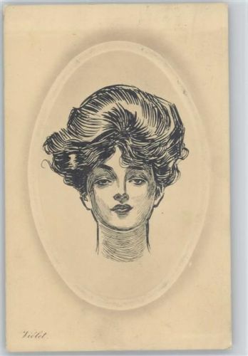 Frauen Haarmode - The Gobson postcards - Violet - Frauenkopf - Haarmode Glamour 1906 Prägedruck