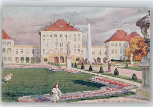 Schloss Nymphenburg Aquarell Serie No 25 AK München