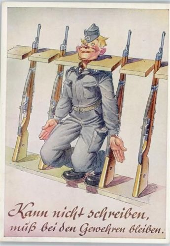 Soldatenhumor Verlag Lengauer Nr. 8029 - Kann nicht schreiben, muß bei den Gewehren bleiben Bundeswehr
