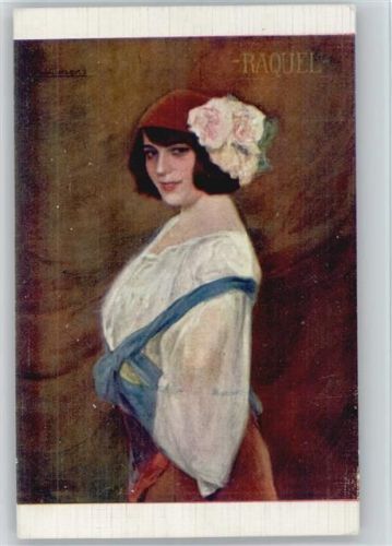 Frau mit Blumen im Haar - Raquell Meller Zigeuner 1915 Künstlerkarte