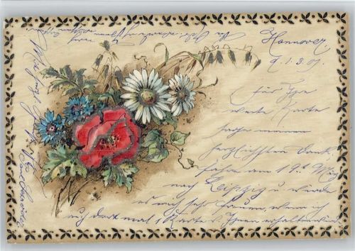 1901 Feldblumen - Imitation von Holzbrand