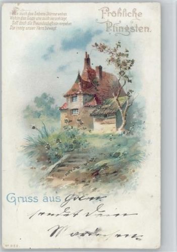 1901 Pfingsten - Freundschafts-Gedicht - litho