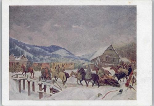 1919 - Pferdeschlitten - Gefangene werden ins Lager gebracht