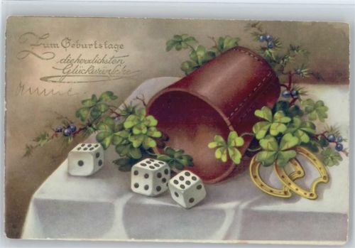 Würfel und Becher, Hufeisen - Stilleben - Geburtstag Würfeln