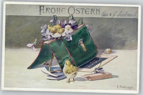 T.S.N. Serie 1453 - Ostern - Küken, Schiefertafel, Schultasche, Kreidepackung