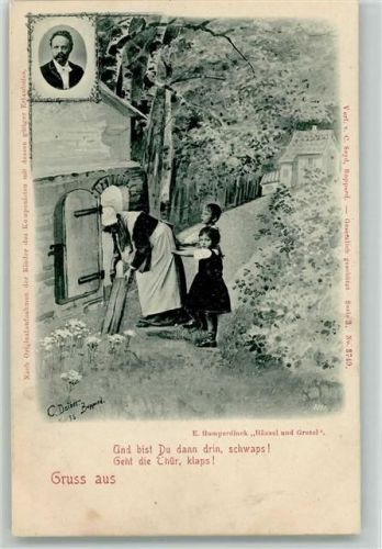 sign Daiber - Hänsel und Gretel von Humperdinck Komponist 1900 Serie 3 Nr. 3749 AK Hänsel und Gretel