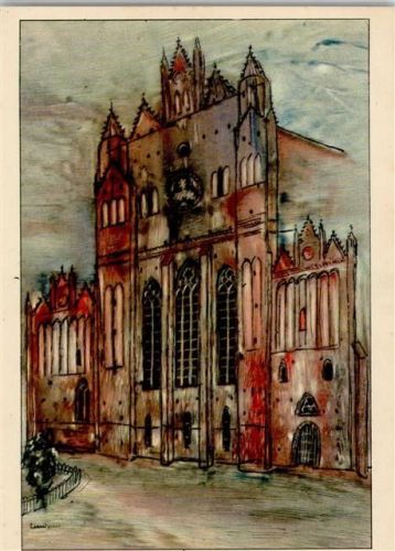 16230 O1301 Chorin Künstlerkarte Kloster Chorin sign. W.A. Lindgens