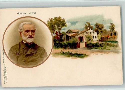 Litho Artist Anstalt Serie 46 - Verdi und sein Geburtshaus Verdi, G. 1898 Lithographie