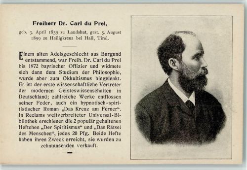Freiherr Dr. Carl du Prel und Lebenslauf