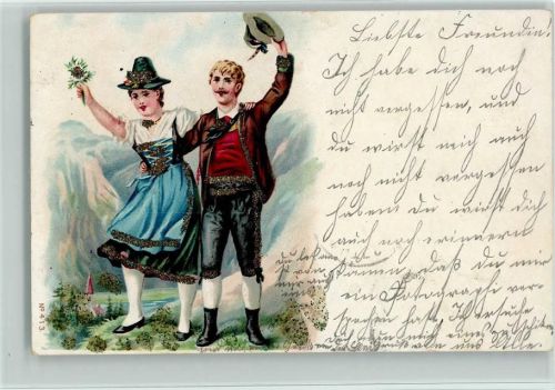 1904 Trachten - Liebespaar in den Bergen