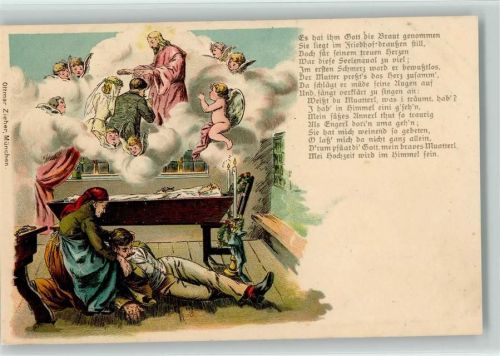 Weißt du, Muatterl, was i träumt hab? Ich hab gesehn die Hochzeit im Himmel Tod Lithographie