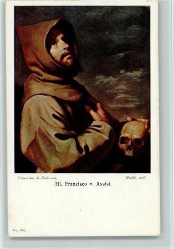 Hl. Franzisco von Assisi mit Totenschädel 1900 AK