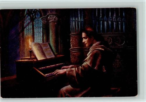 Mönch spielt die Orgel Salon J.P.P. sign Schweninger