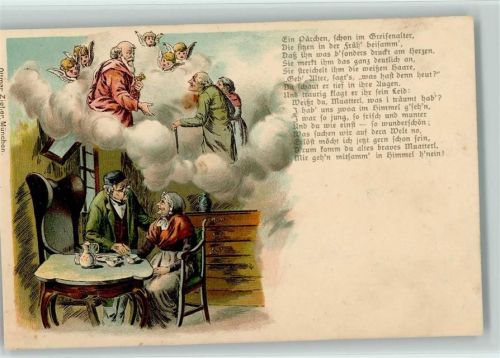 Weißt du, Muatterl, was i träumt hab? Ich hab uns zwei im Himmel gesehen Tod 1898 Lithographie