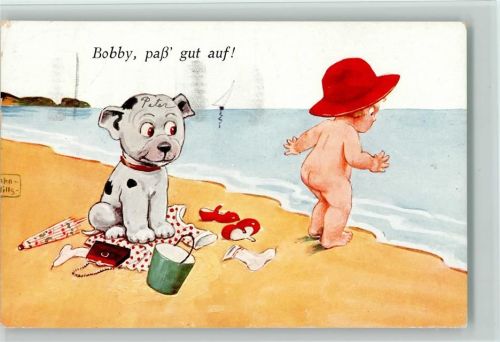 1930 Bobby pass gut auf - nacktes Kind will baden