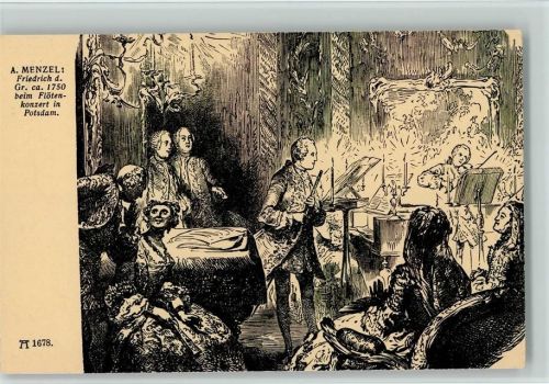 Flötenkonzert - Zeichnung von Menzel Adel Friedrich der Große