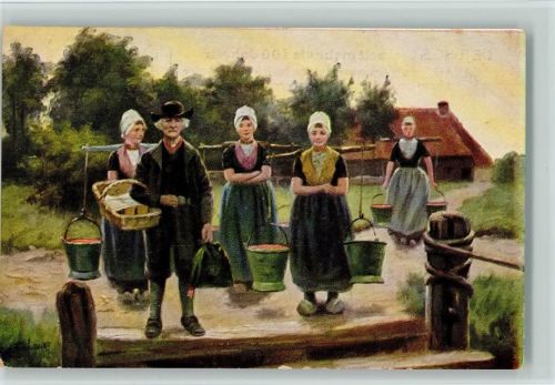 Niederlande nen - Brotverkäufer warten auf die Fähre Wasserträger