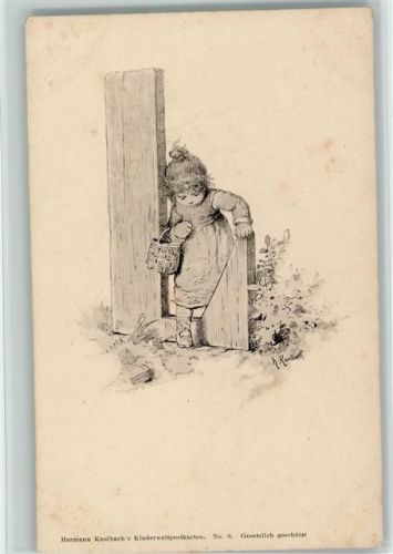 1906 Kinderweltpostkarten Nr. 6 - Kleines Mädchen mit einem Korb - Buchstabe L AK