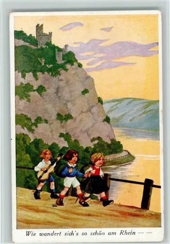 Kinder mit Gitarre und Rucksack Naturfreunde 1934