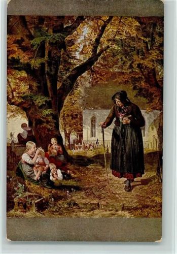 sign Schüz - Die Abendglocke Serie 4-122 AK Familie mit der Großmutter am Friedhof