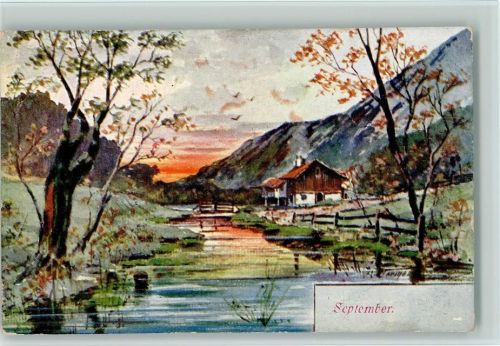 B.K.W. Serie 724-9 - September Monat 1900 Künstlerkarte