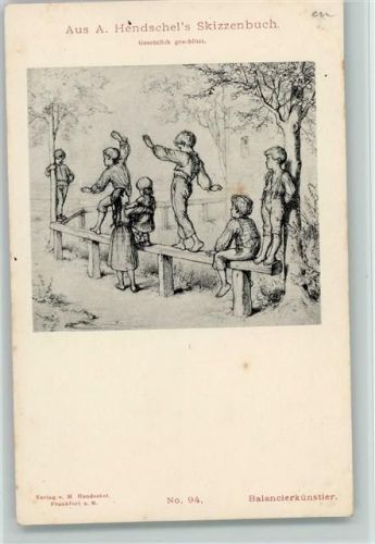 Aus Hendschels Skizzenbuch Nr. 94 AK Kinder spielen, Balancieren