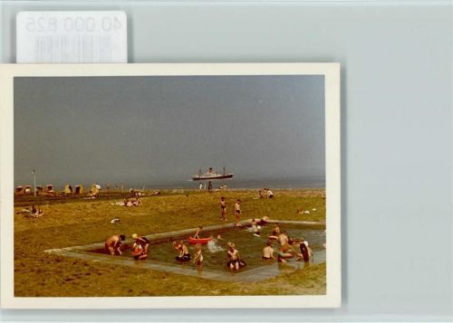 27472 W2190 Altenbruch FOTO KEINE AK Schwimmbad, Strandkörbe, Schiff auf der Nordsee