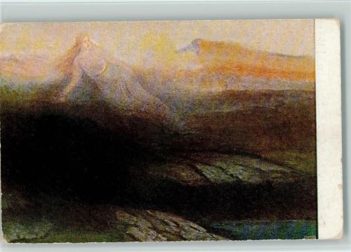 sign Hendrich - Nibelungenbilder - Brünnhildes Erwachen Nibelungensage Künstlerkarte