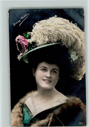 1908 Emmy Wehlen - Hutmode, Pelzmode Foto AK Operetten - Sängerin