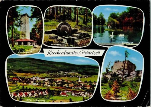 95100 W8686 Kirchenlamitz - Kornburgturm Lamitzbrunnen Stadtteich Epprechtstein